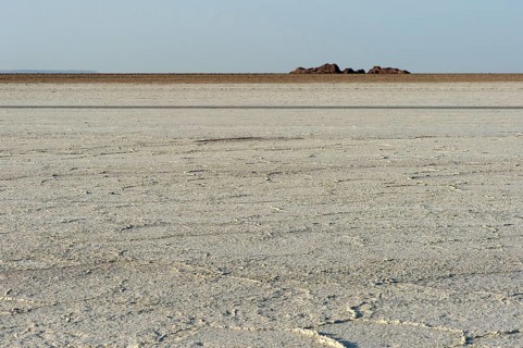 Crust of rock salt on the Assale salt lake