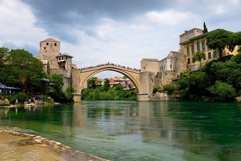 Mostar Bridge over the Neretva River