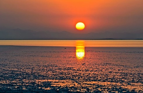Sunrise over the Assale Salt Lake
