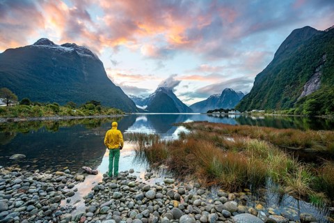 Young man looking at Fjord