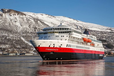 Hurtigruten vessel MS Finnmarken leaves port