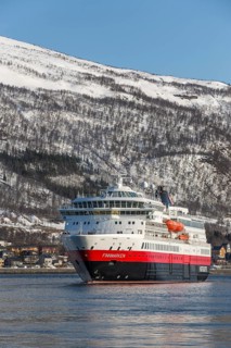Hurtigruten vessel MS Finnmarken leaves port