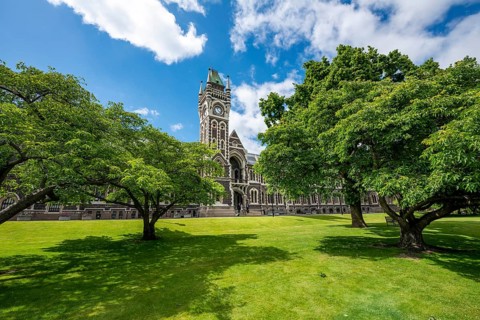 Old neo-gothic main building with bell tower