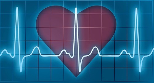 ECG in front of heart symbol