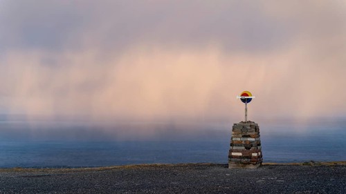 North Cape with directional arrow