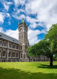 Old neo-gothic main building with bell tower