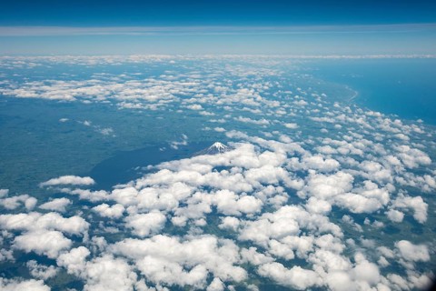 Mount Taranaki with clouds