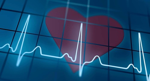 ECG in front of heart symbol