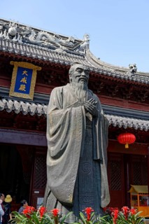 Statue of Confucius in front of Confucius Temple