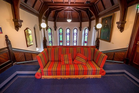 Sofa in the staircase of the old university building