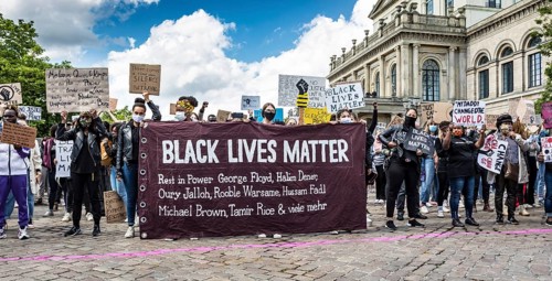 Banner with names of victims of racist violence