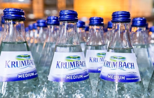 Mineral water bottles of the mineral well Krumbach