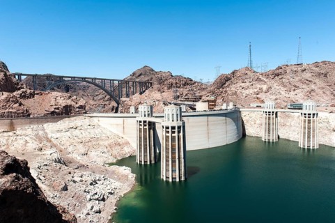Dam and water intake towers