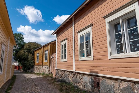 Street with old wooden houses