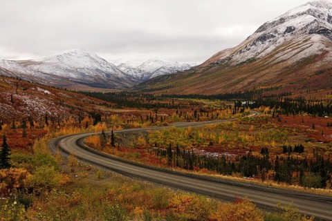 The Dempster Highway in the Tombstone Mountains in autumn