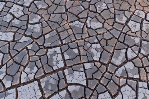 Cracks in clay soil form mosaic-like structure