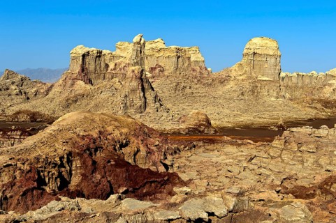 Mountains of potassium and magnesium salts in the Salt Gorge of the Dallol Volcano