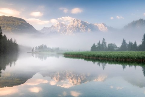 Alpine lake with reflection