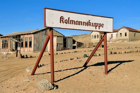 Name plate of the former diamond city Kolmanskop