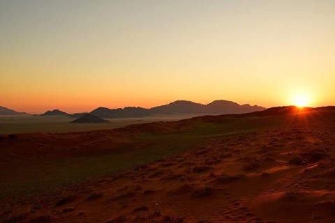 Landscape at sunset at the edge of the Namib Desert