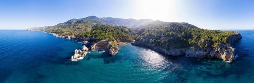 Panorama of the coast around Cala Deia