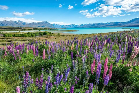 Purple large-leaved lupins