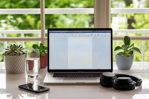 Home office with laptop