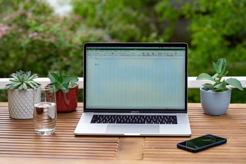 Home office with laptop