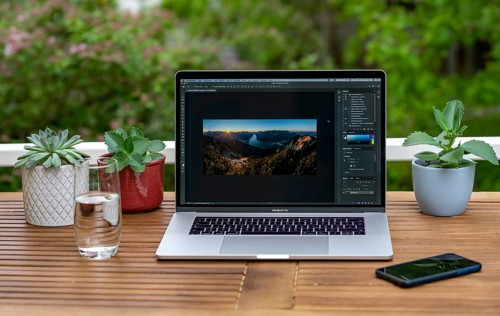 Home office with laptop
