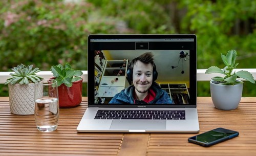 Home office with laptop