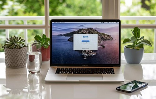 Home office with laptop