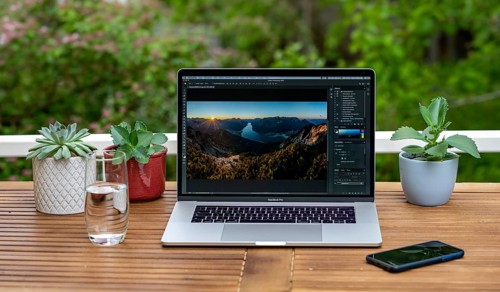 Home office with laptop