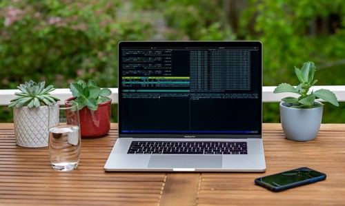 Home office with laptop