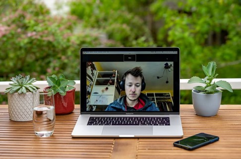Home office with laptop