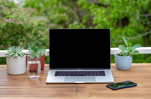 Home office with laptop