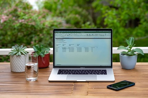 Home office with laptop