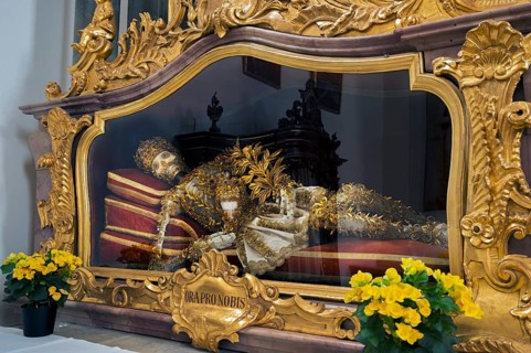 Decorated skeleton of a saint