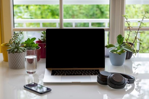 Home office with laptop