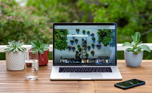 Home office with laptop