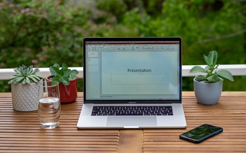 Home office with laptop