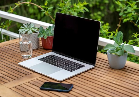Home office with laptop