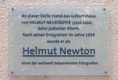 Commemorative plaque by Helmut Newton