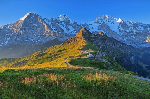 Panorama from the Maennlichen with the triumvirate of the Eiger