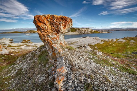 Rock formation Trollholmen on the North Cape