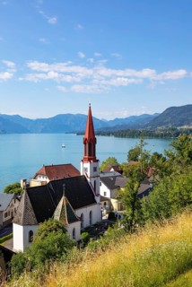 View to the Protestant Church and the Attersee