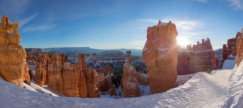 Rock formation Thors Hammer at sunrise