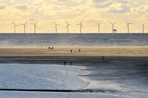 North Sea with the sandbank Hohes Riff