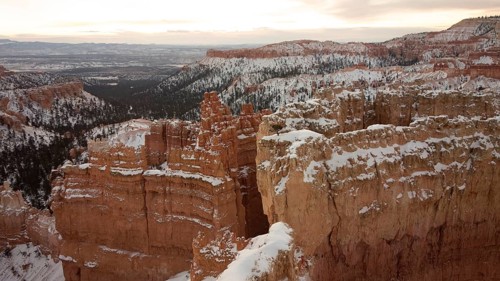 Rock formation amphitheater at sunrise