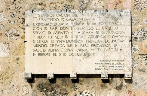 Commemorative plaque city anniversary 500 years Stanto Domingo
