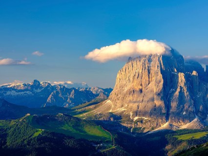 Sassolungo with clouds